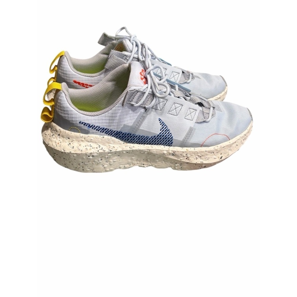 Nike Men's Light Blue Sneakers with Purple Swoosh and Yellow Heel Tab - Picture 4 of 9